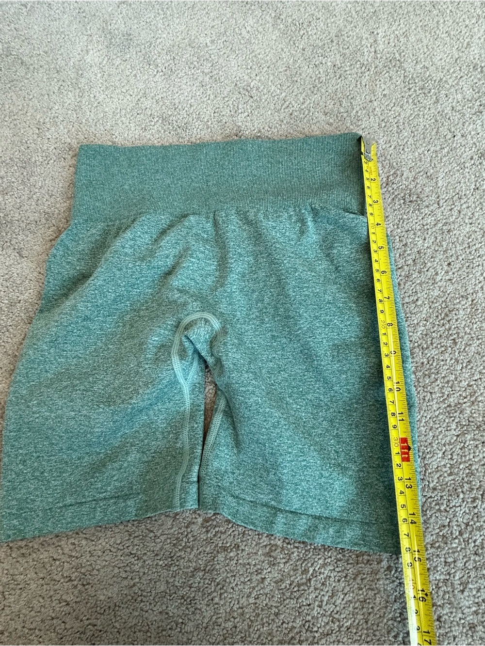 YONDIT Seamless Scrunch Butt Gym Shorts Green High Waist Biker Shorts Size M - Picture 5 of 9